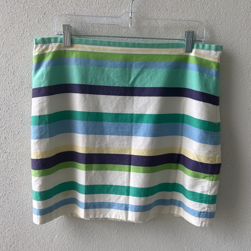 Loft A-Line Mini Skirt Size 12 Side Zip Preppy Stripe School Cruise Beach Brunch